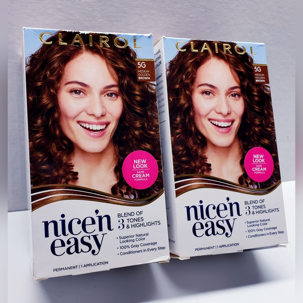 Clairol Nice N’ Easy Natural Looking Hair Color, 5G Medium Golden Brown(2 pack)